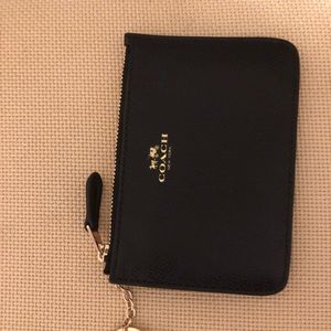 NWT Coach black leather mini purse with keychain
